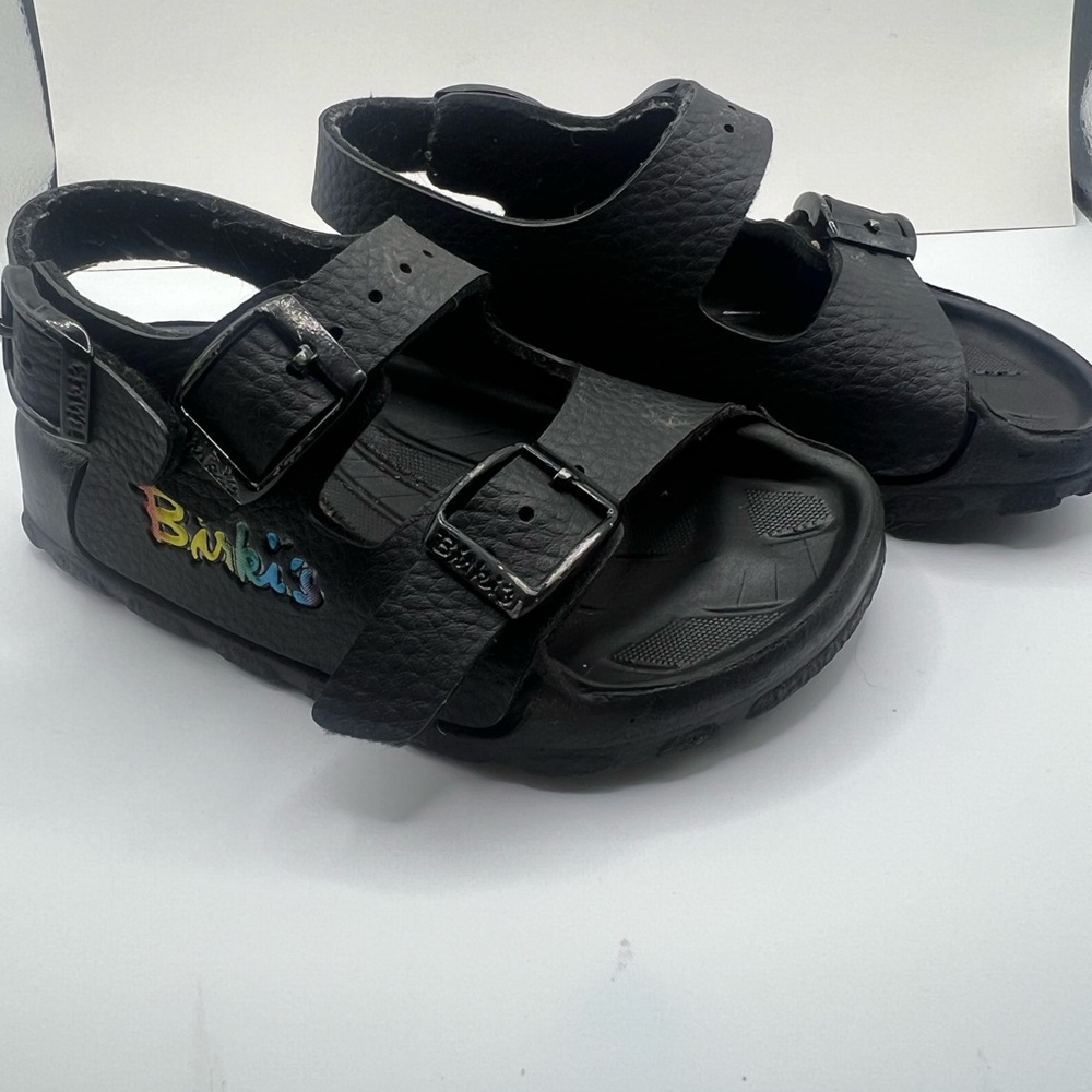 Birkis Aruba Black Sandles Toddler Sz 24 (7)
